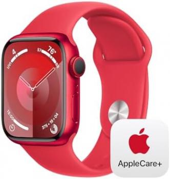 Apple Watch Series 9 GPS 41mm (Product) RED Aluminum Case with (Product) RED Sport Band - S/M with AppleCare+ (2 Years)