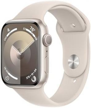 Apple Watch Series 9 [GPS 45mm] Smartwatch with Starlight Aluminum Case with Starlight Sport Band S/M. Fitness Tracker, Blood Oxygen & ECG Apps, Always-On Retina Display