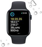 Apple Watch SE (2nd Gen) [GPS +Cellular 44mm] Smart Watch w/Midnight Aluminum Case & Midnight Sport Band - M/L. Fitness & Sleep Tracker, Crash Detection, Heart Rate Monitor, Water Resistant