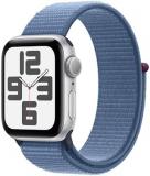 Apple Watch SE (2nd Gen) [GPS 40mm] Smartwatch with Silver Aluminum Case with Winter Blue Sport Loop. Fitness & Sleep Tracker, Crash Detection, Heart Rate Monitor, Carbon Neutral