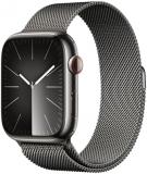 Apple Watch Series 9 [GPS + Cellular 45mm] Smartwatch with Graphite Stainless Steel Case with Graphite Milanese Loop. Fitness Tracker, Blood Oxygen & ECG Apps, Always-On Retina Display