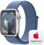 Apple Watch Series 9 GPS 41mm Silver Aluminum Case with Winter Blue Sport Loop w...