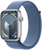 Apple Watch Series 9 [GPS 45mm] Smartwatch with Silver Aluminum Case with Winter Blue Sport Loop. Fitness Tracker, Blood Oxygen & ECG Apps, Always-On Retina Display, Carbon Neutral