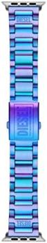 Diesel Men's Interchangeable Stainless Steel Band for Apple Watch 42/44/45/49mm, Color: Iridescent Blue (Model: DSS0007)