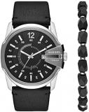 Diesel Mens Master Chief Three Hands 46mm Case Stainless Steel Watch with Leathe...