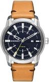 Diesel Men's Armbar Stainless Steel and Leather Casual Watch, Color: Silver-Tone, Brown (Model: DZ1847)