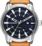 Diesel Men's Armbar Stainless Steel and Leather Casual Watch, Color: Silver-Tone, Brown (Model: DZ1847)