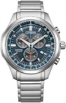 Citizen Men's Chronograph Eco-Drive Watch with Titanium Strap AT2530-85L, Blue, Modern