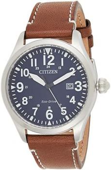 Citizen Eco-Drive Blue Dial Brown Leather Men's Watch BM6838-33L