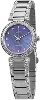 Citizen Eco-Drive Crystal Blue Mother of Pearl Dial Ladies Watch EM0840-59N