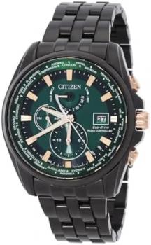 Citizen Perpetual Alarm World Time Eco-Drive GMT Green Dial Men's Watch AT9128-87X
