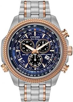 Citizen Men's Eco-Drive Chronograph Two-Tone Stainless Steel Bracelet Black Dial Analog Watch