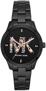 Michael Kors Women's Runway Three-Hand Black Stainless Steel Watch