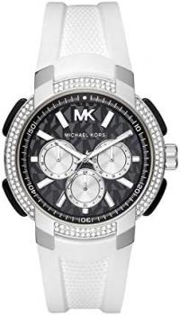 Michael Kors Women's Sidney Stainless Steel Quartz Watch with Silicone Strap, White, 20 (Model: MK6947)