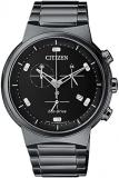 Citizen AT2405-87E Eco-Drive Chronograph Quartz Watch, Sapphire Glass, Men's, Black, Overseas Model, Bracelet Type