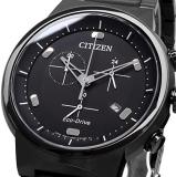 Citizen AT2405-87E Eco-Drive Chronograph Quartz Watch, Sapphire Glass, Men's, Black, Overseas Model, Bracelet Type
