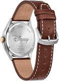 Citizen Men's Eco-Drive Disney Mickey Mouse Explorer Stainless Steel Case Watch, Brown Leather Strap, 3 Hand, (Model: AW1149-06W)