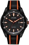 Citizen Eco-Drive Weekender Quartz Mens Watch, Stainless Steel with Silicone strap, Black (Model: AW1608-01E)
