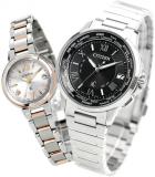 Citizen CB1020-54E ES9434-53W Crosssea Wristwatch Pair of Watches, Radio Solar, ...