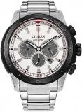 Citizen Men's Eco-Drive Brycen Chronograph Silver Stainless Steel Watch,White Di...