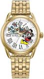 Citizen Eco-Drive Ladies' Disney Mickey Mouse Flowers "Thru the Mirror" Gold Stainless Steel Watch, 3-Hand, 36mm (Model: FE7093-57W)