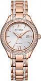 Citizen Ladies' Silhouette Crystal Eco-Drive Watch, 3-Hand Date, Stainless Steel, Spherical Mineral Crystal