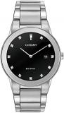 Citizen Men's Eco-Drive Modern Axiom Diamond Watch in Stainless Steel, Black Dia...