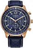 Citizen Men's Eco-Drive Weekender Sport Casual Chronograph Rose Gold Stainless S...