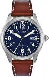 Citizen Men's Sport Casual Garrison 3-Hand Date Eco-Drive Leather Strap Watch, A...