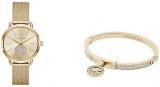 Michael Kors Women's Portia Gold-Tone Stainless Steel Watch Women's Gold-Tone Stainless Steel Pavé Hinged Bangle Bracelet