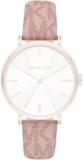 Michael Kors Women's Rose Gold/Rose Logo Pyper Stainless Steel & Leather Watch Watch for Women with Steel, Leather, or Silicone Band