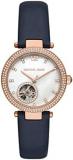 Michael Kors Women's Parker Stainless Steel Automatic Watch with Leather Strap, ...