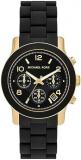 Michael Kors Runway Chronograph Gold-Tone Stainless Steel and Black Silicone Wat...