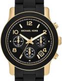 Michael Kors Runway Chronograph Gold-Tone Stainless Steel and Black Silicone Watch. SKU MK7385, Multi, Bracelet