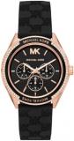 Michael Kors Jessa Black Dial with Diamonds Black Silicone Strap Watch for Women...