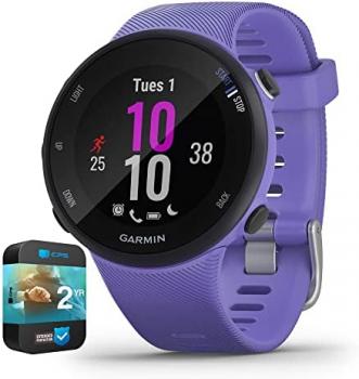 Garmin 010-N2156-01 Forerunner 45S GPS Heart Rate Monitor Running Smartwatch Iris (Renewed) Bundle with 2 YR CPS Enhanced Protection Pack