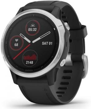 Garmin fenix 6S, Premium Multisport GPS Watch, Smaller-Sized, Heat and Altitude Adjusted V02 Max, Pulse Ox Sensors and Training Load Focus, Silver with Black Band