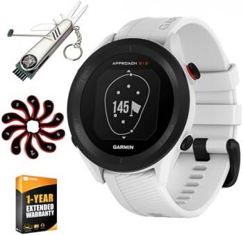 Garmin 010-02472-00 Approach S12 GPS Golf Watch, 42k+ Preloaded Courses (White) | Official USA Partner Model | Bundle with 1 YR CPS Enhanced Protection Pack, 7-in-1 Golf Tool & Iron Head Covers Set