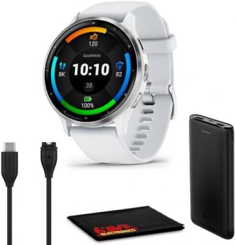 Garmin Venu 3 Advanced Fitness and Health Tracker GPS Smartwatch, 14 Days Battery Life with Silver Stainless Steel Bezel and 45mm Whitestone Case & Silicone Band 1.4 Inch AMOLED Touch Screen Display