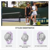 Garmin 010-02891-01 Lily 2 Active Smartwatch Silver with Purple Jasmine Silicone Band Bundle with Workout Cooling Sport Towel and Deco Essentials Wearable Commuter Front and Rear Safety Light