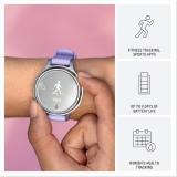 Garmin 010-02891-01 Lily 2 Active Smartwatch Silver with Purple Jasmine Silicone Band Bundle with Workout Cooling Sport Towel and Deco Essentials Wearable Commuter Front and Rear Safety Light