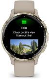 Garmin Venu 3S Soft Gold Stainless Steel Bezel 1.2-Inch AMOLED Touchscreen Display Smart Watch with 41mm French Gray Case and Silicone Band
