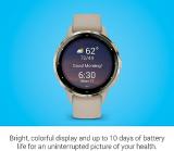 Garmin Venu 3S Soft Gold Stainless Steel Bezel 1.2-Inch AMOLED Touchscreen Display Smart Watch with 41mm French Gray Case and Silicone Band