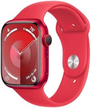 Apple Watch Series 9 [GPS + Cellular 45mm] Smartwatch with (Product) RED Aluminum Case with (Product) RED Sport Band M/L. Fitness Tracker, Blood Oxygen & ECG Apps, Always-On Retina Display
