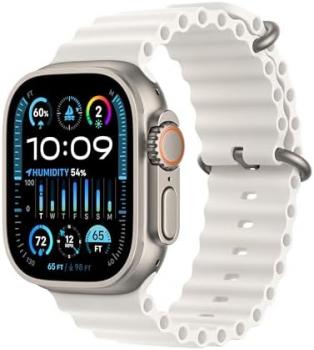 Apple Watch Ultra 2 [GPS + Cellular, 49mm] - Titanium Case With White Ocean Band, One Size (Renewed)