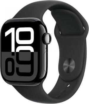 Apple Watch Series 10 [GPS, 42mm] - Jet Black Aluminum Case with Black Sport Band, S/M (Renewed Premium)