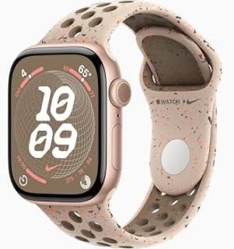 Apple Watch Series 10 [GPS, 42mm] - Rose Gold Aluminum Case with Desert Stone Nike Sport Band, M/L (Renewed)