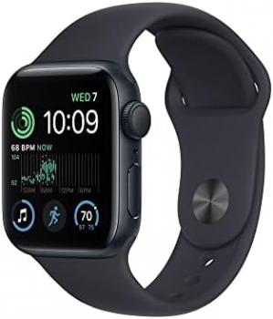 Apple Watch SE (2nd Gen) [GPS 40mm] Smart Watch w/Midnight Aluminum Case & Midnight Sport Band - M/L. Fitness & Sleep Tracker, Crash Detection, Heart Rate Monitor, Retina Display, Water Resistant