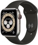 Apple Watch Series 6 (GPS + Cellular, 40mm) Titanium Case with Black Sport Band (Renewed)