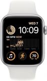 Apple Watch SE (2nd Gen) (GPS + Cellular, 44mm) - Silver Aluminum Case with White Sport Band, M/L (Renewed)